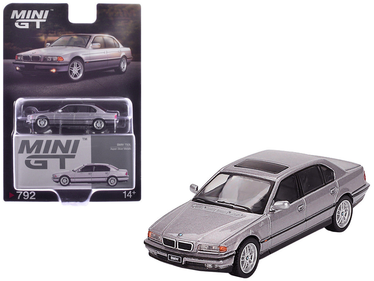 BMW 750IL Aspen Silver Metallic with Sun Roof Limited Edition 1/64 Diecast Model Car by Mini GT by Mini GT
