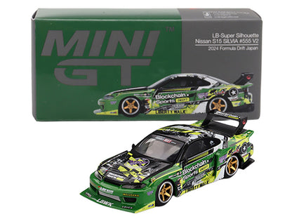 Nissan "LB-Super Silhouette" S15 SILVIA RHD (Right Hand Drive) #555 "V2" Yukio Fausto "Formula Drift Japan" (2024) Limited Edition 1/64 Diecast Model Car by Mini GT by Mini GT