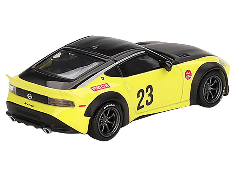 Nissan Z "LB-Nation Works" #23 Ikazuchi Yellow with Black Hood and Top Limited Edition 1/64 Diecast Model Car by Mini GT by Mini GT