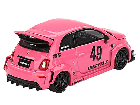 ABARTH 595 #49 "LB-Works x Abas Works" Pink Limited Edition 1/64 Diecast Model Car by Mini GT by Mini GT