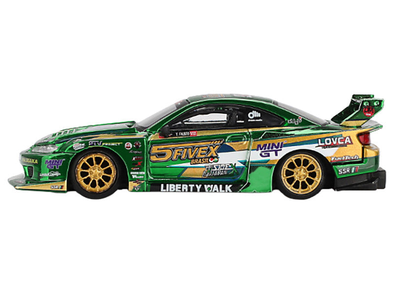Nissan Silvia (S15) LB-Super Silhouette RHD (Right Hand Drive) "Fausto Racing 2024" Green Metallic Limited Edition 1/64 Diecast Model Car by Mini GT by Mini GT