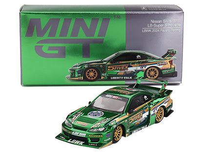 Nissan Silvia (S15) LB-Super Silhouette RHD (Right Hand Drive) "Fausto Racing 2024" Green Metallic Limited Edition 1/64 Diecast Model Car by Mini GT by Mini GT