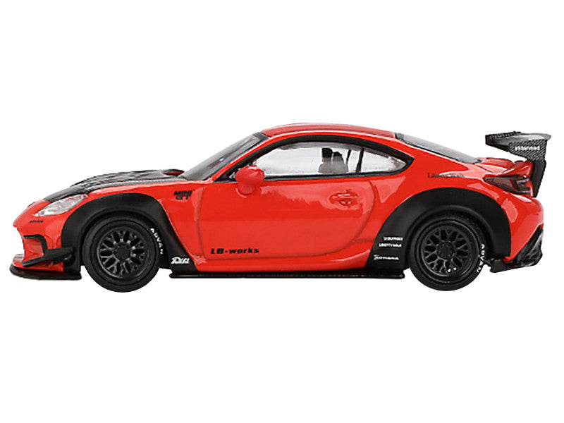 Toyota GR86 "LB-Nation - Liberty Walk" Red with Carbon Hood Limited Edition 1/64 Diecast Model Car by Mini GT by Mini GT