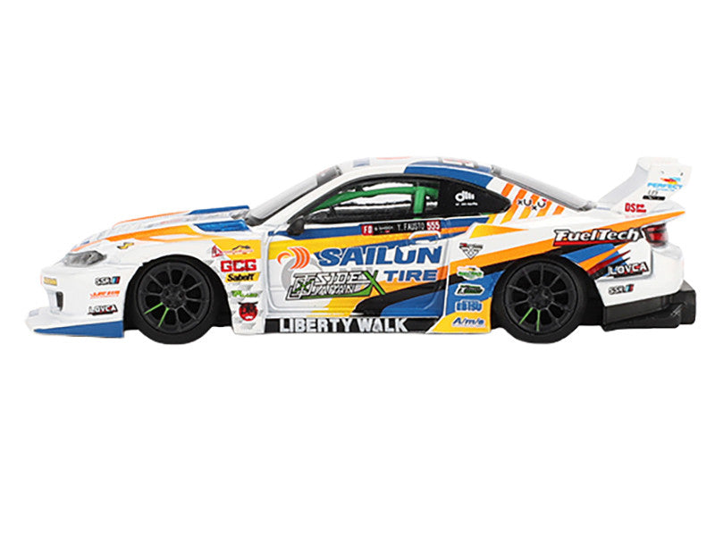Nissan "LB-Super Silhouette" S15 SILVIA RHD (Right Hand Drive) #555 Yukio Fausto "Formula Drift Japan" (2023) Limited Edition 1/64 Diecast Model Car by Mini GT by Mini GT