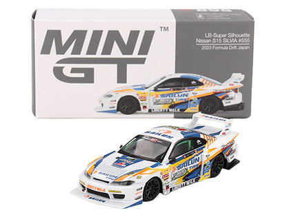 Nissan "LB-Super Silhouette" S15 SILVIA RHD (Right Hand Drive) #555 Yukio Fausto "Formula Drift Japan" (2023) Limited Edition 1/64 Diecast Model Car by Mini GT by Mini GT