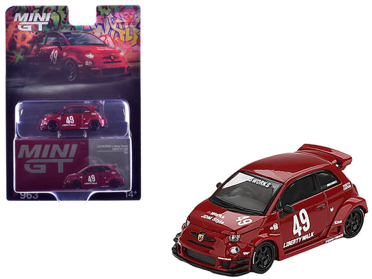 ABARTH 595 #49 "LB-Works x Abas Works" Red Limited Edition 1/64 Diecast Model Car by Mini GT by Mini GT