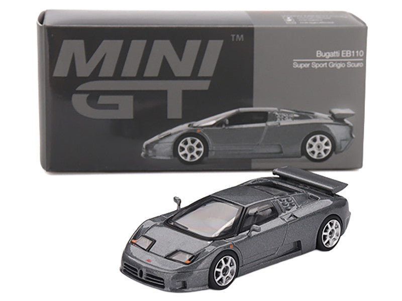 Bugatti EB110 Super Sport Grigio Scuro Dark Gray Metallic Limited Edition 1/64 Diecast Model Car by Mini GT by Mini GT