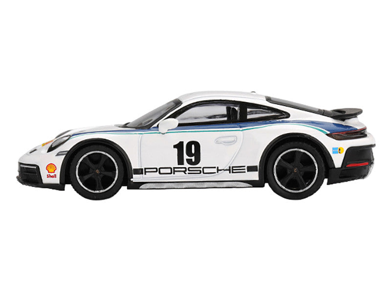 Porsche 911 Dakar #19 "Rally 1974" Tribute Livery White with Blue Stripes Limited Edition 1/64 Diecast Model Car by Mini GT by Mini GT
