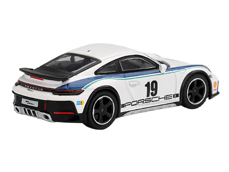 Porsche 911 Dakar #19 "Rally 1974" Tribute Livery White with Blue Stripes Limited Edition 1/64 Diecast Model Car by Mini GT by Mini GT