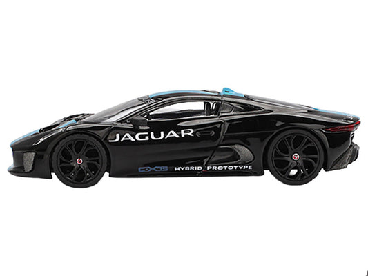 Jaguar C-X75 Black with Light Blue Stripe Limited Edition 1/64 Diecast Model Car by Mini GT by Mini GT