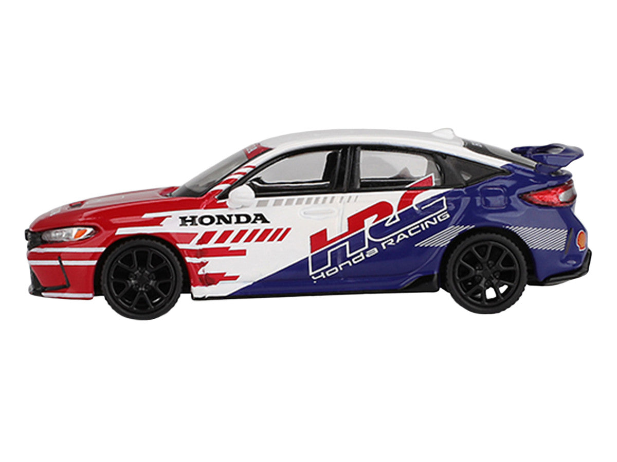 Honda Civic TYPE R "2024 Pace Car HRC" White with Red and Blue Graphics Limited Edition 1/64 Diecast Model Car by Mini GT by Mini GT