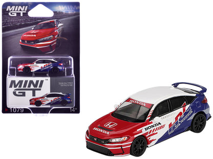 Honda Civic TYPE R "2024 Pace Car HRC" White with Red and Blue Graphics Limited Edition 1/64 Diecast Model Car by Mini GT by Mini GT