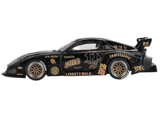 Mazda RX-7 LB-Super Silhouette "FD-NILES" Black with Gold Graphics Limited Edition 1/64 Diecast Model Car by Mini GT by Mini GT