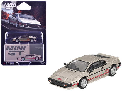 Lotus Esprit Turbo Silver Metallic with Red Stripes Limited Edition 1/64 Diecast Model Car by Mini GT by Mini GT