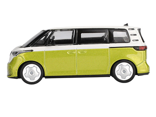 Volkswagen ID. Buzz Van Pomelo Yellow Metallic and Candy White Limited Edition 1/64 Diecast Model Car by Mini GT by Mini GT