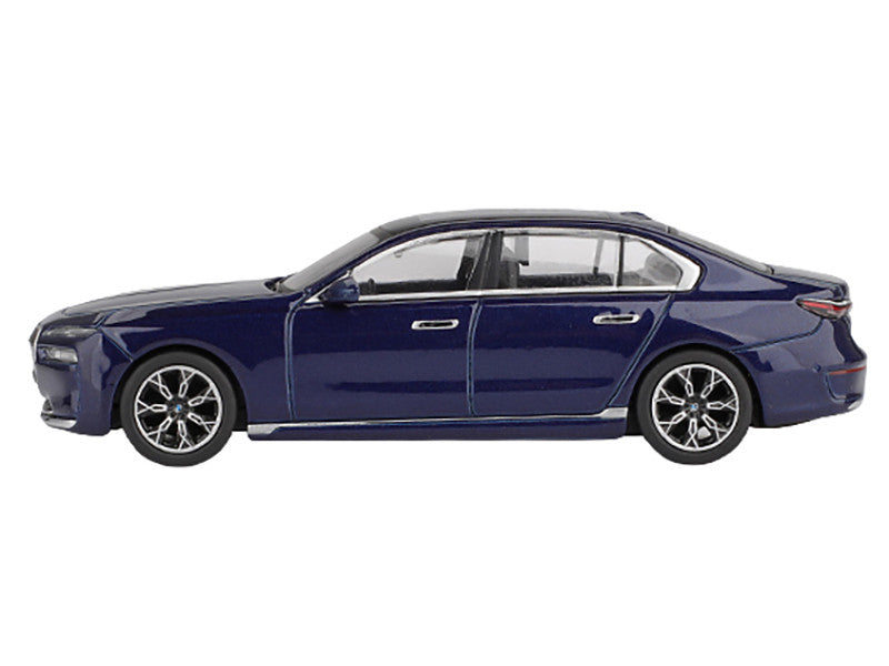 BMW i7 xDrive60 Tanzanite Blue Metallic with Sun Roof Limited Edition 1/64 Diecast Model Car by Mini GT by Mini GT