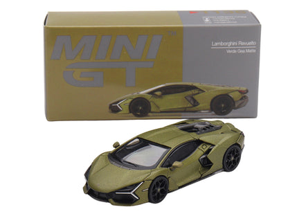 Lamborghini Revuelto Verde Gea Matte Green Metallic Limited Edition 1/64 Die Cast Model Car by Mini GT-4