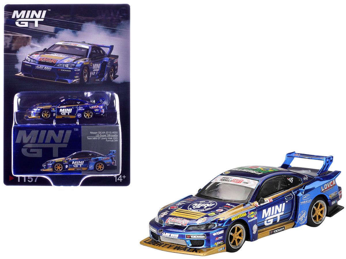 Nissan Silvia (S15) LB-Super Silhouette RHD (Right Hand Drive) #555 Yukio Fausto "Team MINI GT Liberty Walk" "Formula Drift Japan" (2025) Limited Edition 1/64 Diecast Model Car by Mini GT by Mini GT