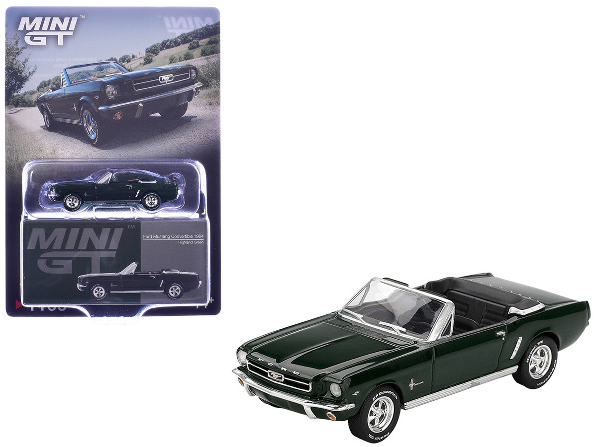 1964 Ford Mustang Convertible Highland Green Limited Edition 1/64 Diecast Model Car by Mini GT by Mini GT