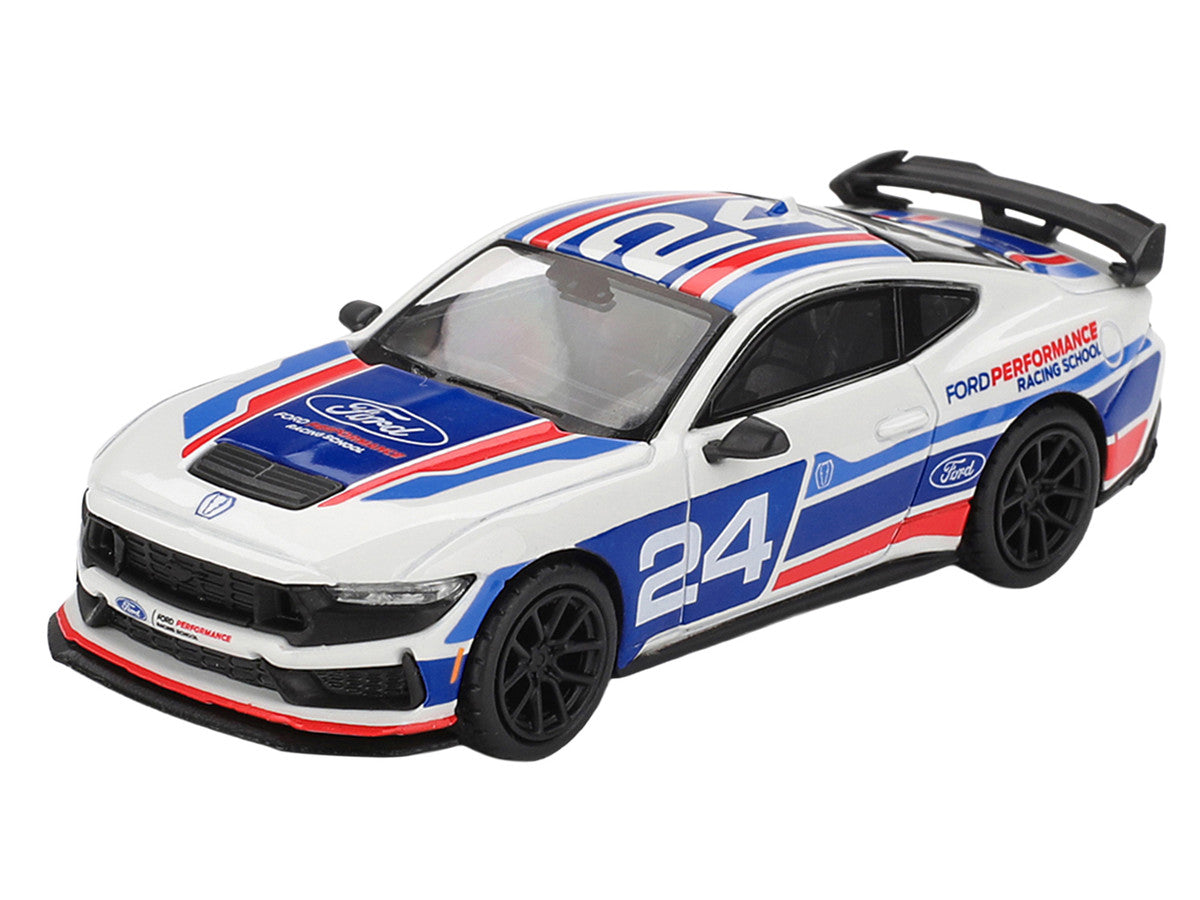 Ford Mustang Dark Horse #24 "Ford Performance Racing School" White with Red and Blue Graphics Limited Edition 1/64 Diecast Model Car by Mini GT by Mini GT