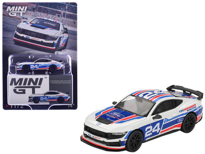 Ford Mustang Dark Horse #24 "Ford Performance Racing School" White with Red and Blue Graphics Limited Edition 1/64 Diecast Model Car by Mini GT by Mini GT