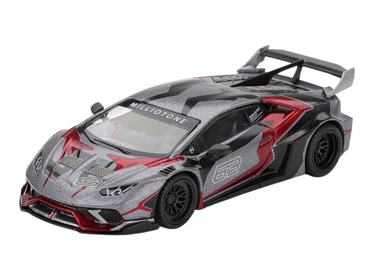 Lamborghini Huracan GT LB-WORKS "RONIN" Gray Metallic with Black and Red Graphics 1/64 Diecast Model Car by Mini GT by Mini GT