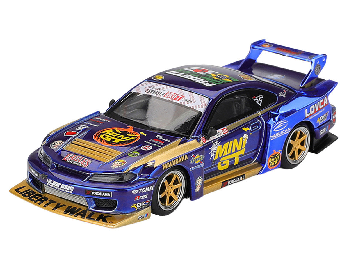 Nissan Silvia (S15) LB-Super Silhouette RHD (Right Hand Drive) #555 Yukio Fausto "Team MINI GT Liberty Walk" Halloween Special "Formula Drift Japan" (2025) Limited Edition 1/64 Diecast Model Car by Mini GT by Mini GT