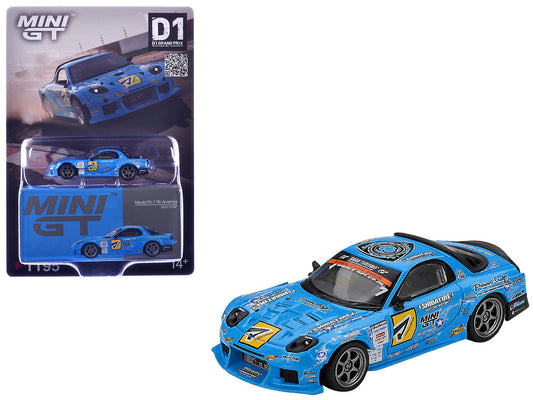 Mazda RX-7 RE-Amemiya RHD (Right Hand Drive) Blue with Graphics "D1GP" (2025) Limited Edition 1/64 Diecast Model Car by Mini GT by Mini GT