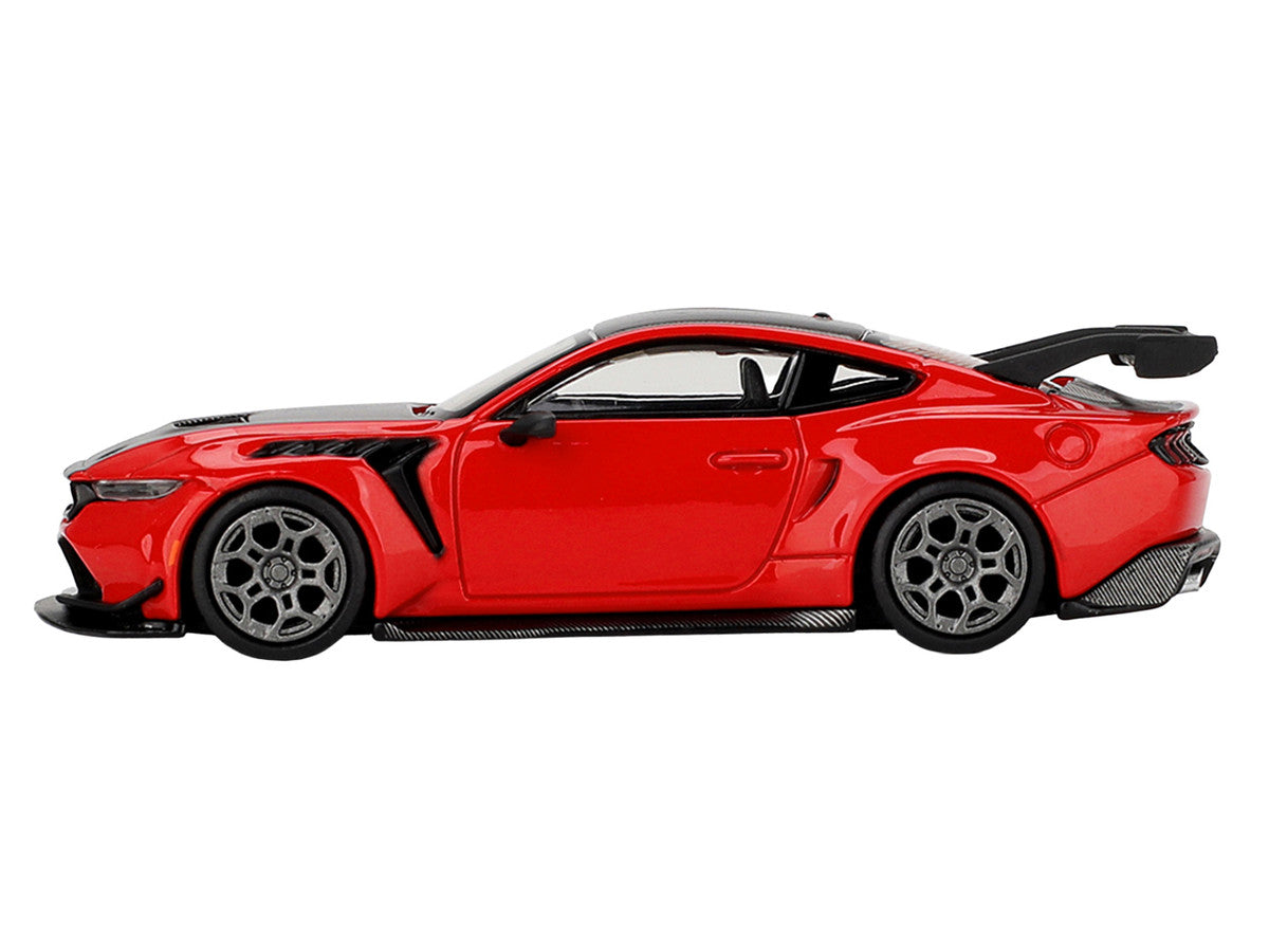 Ford Mustang GTD Race Red with Carbon Hood and Top Limited Edition 1/64 Die Cast Model Car by Mini GT-2
