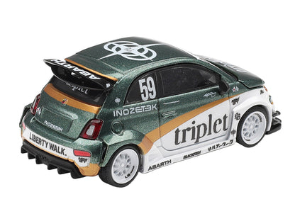 Abarth 595 LB-Works "TY Edition" #59 Green Metallic and White with Gold Stripes and Graphics Limited Edition 1/64 Die Cast Model Car by Mini GT-3