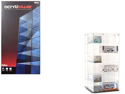 Acrylitower Showcase Large 24 Car Display Desktop Spinner with Cover Clear "Mijo Exclusives" for 1/64 Scale Models by Other