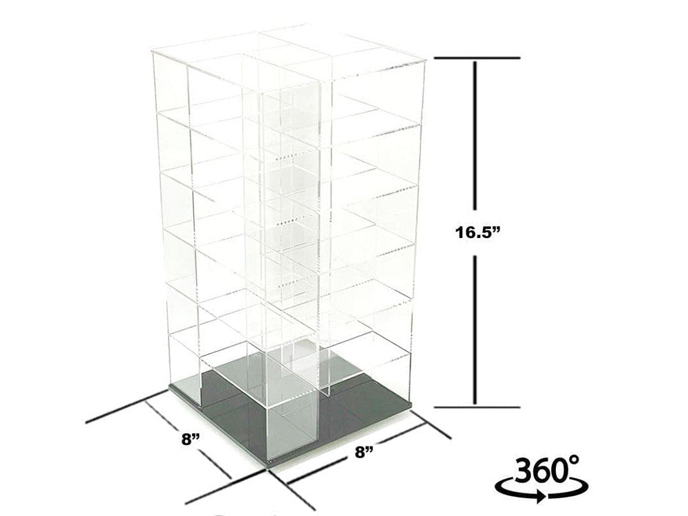 Acrylitower Showcase Large 24 Car Display Desktop Spinner with Cover Clear "Mijo Exclusives" for 1/64 Scale Models by Other