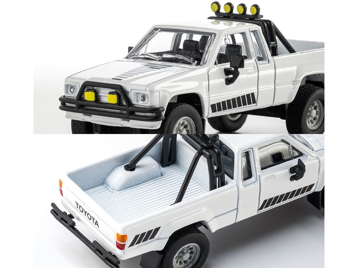 1985 Toyota Hilux SR5 Pickup Truck White with Black Graphics "Collection" Series 1/64 Diecast Model Car by Majorette by Majorette