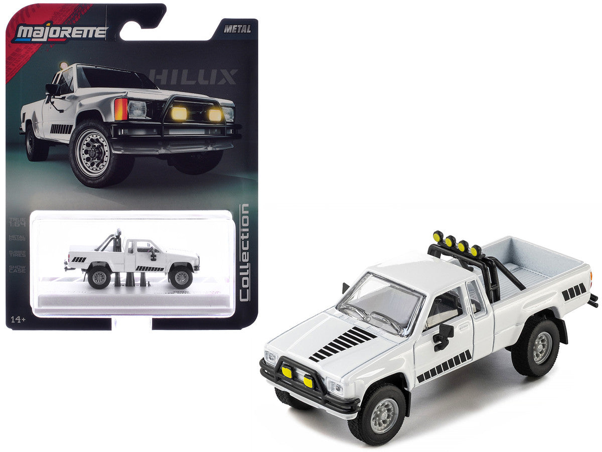1985 Toyota Hilux SR5 Pickup Truck White with Black Graphics "Collection" Series 1/64 Diecast Model Car by Majorette by Majorette