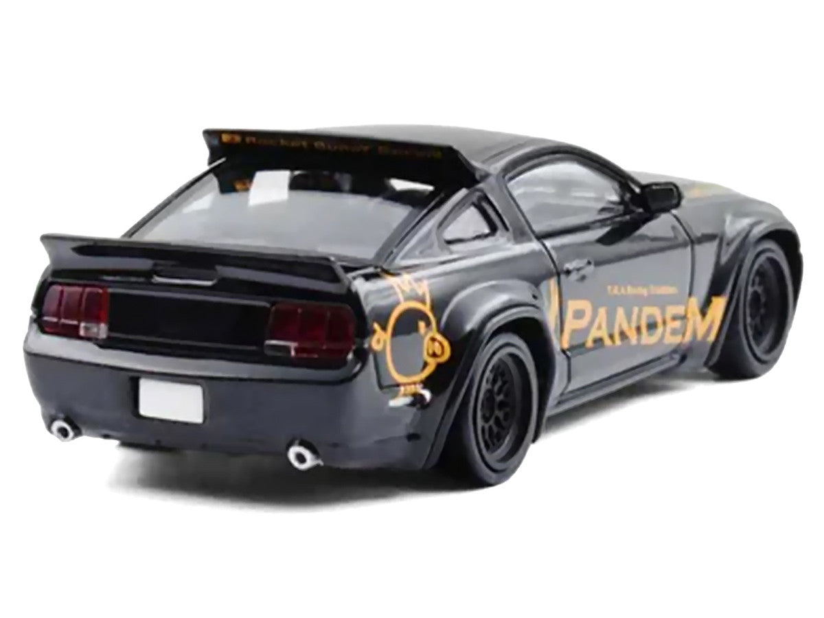 Pandem Mustang Black with Gold Graphics 1/64 Diecast Model Car by Model Model by Model Model