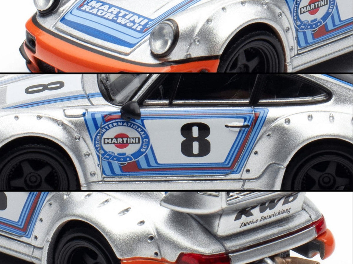 RWB 964 #8 "Ichiban Boshi - Martini Racing" Silver Metallic with Stripes 1/64 Diecast Model Car by Model Model by Model Model