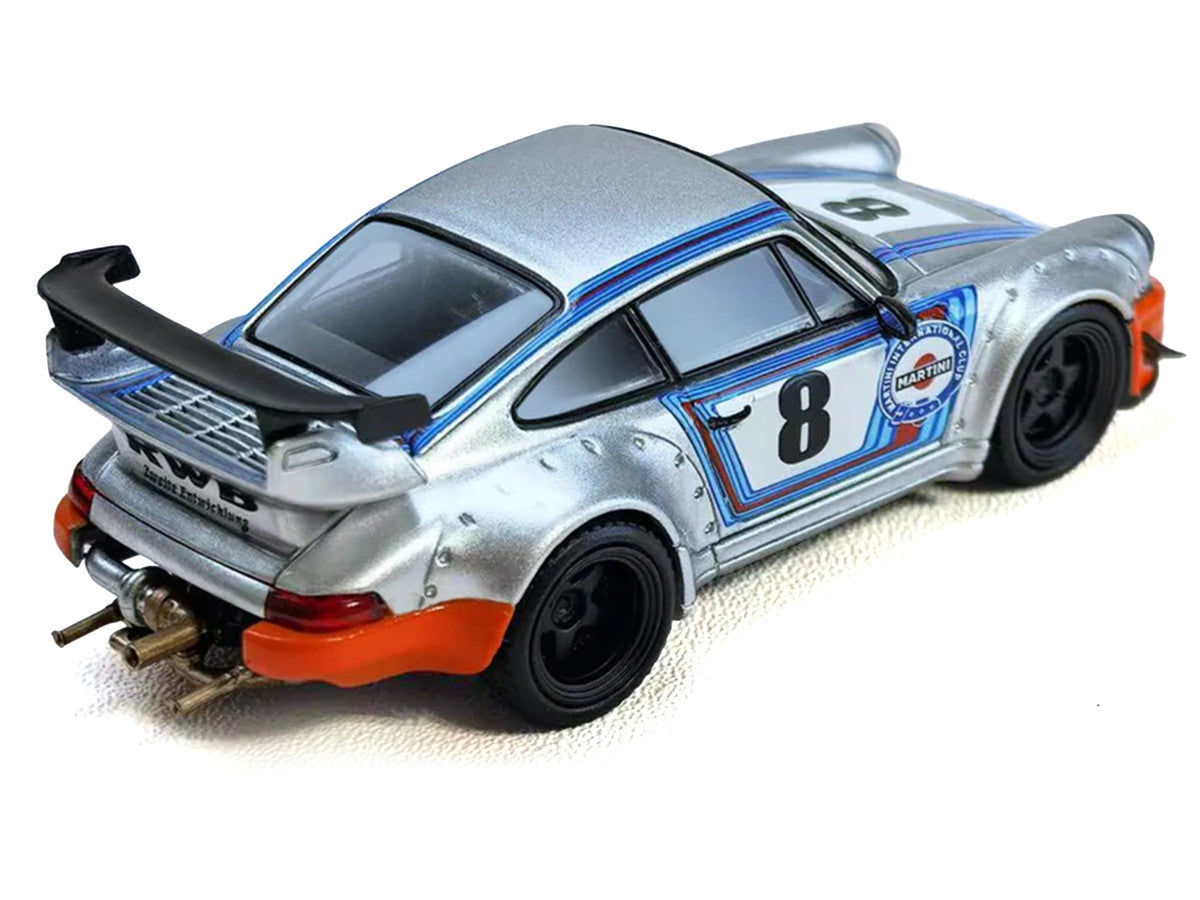 RWB 964 #8 "Ichiban Boshi - Martini Racing" Silver Metallic with Stripes 1/64 Diecast Model Car by Model Model by Model Model