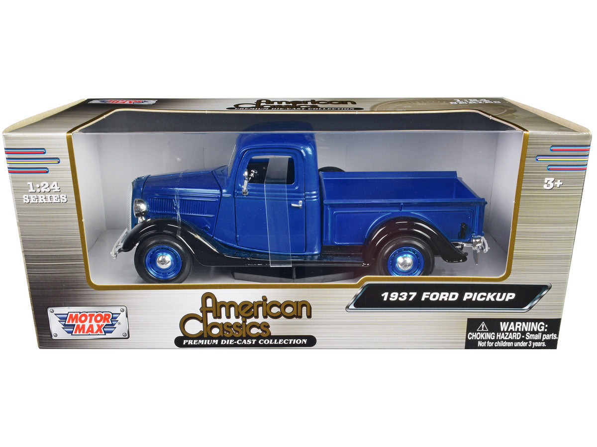 1937 Ford Pickup Truck Blue Metallic and Black "American Classics" 1/24 Diecast Model Car by Motormax by Motormax