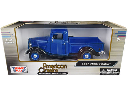 1937 Ford Pickup Truck Blue Metallic and Black "American Classics" 1/24 Diecast Model Car by Motormax by Motormax