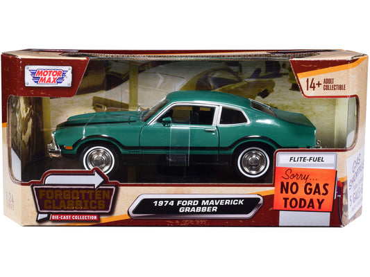 1974 Ford Maverick Grabber Green with Black Stripes "Forgotten Classics" Series 1/24 Diecast Model Car by Motormax by Motormax