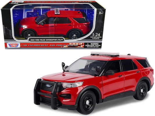 2022 Ford Police Interceptor Utility Unmarked Red 1/24 Diecast Model Car by Motormax by Motormax