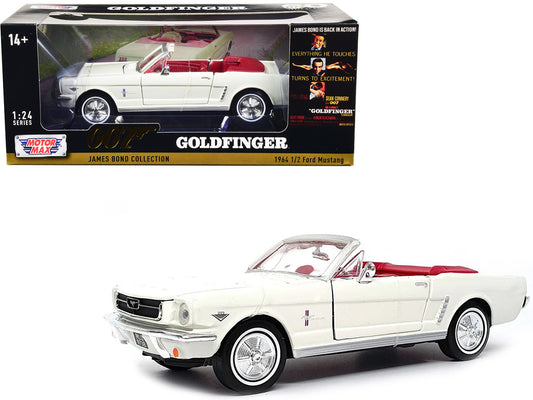 1964 1/2 Ford Mustang Convertible White with Red Interior James Bond 007 "Goldfinger" (1964) Movie "James Bond Collection" Series 1/24 Diecast Model Car by Motormax by Motormax