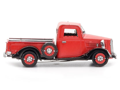 Model Kit 1937 Ford Pickup Truck Red and Black (Moderate Difficulty) Steel Model by Metal Earth by Metal Earth