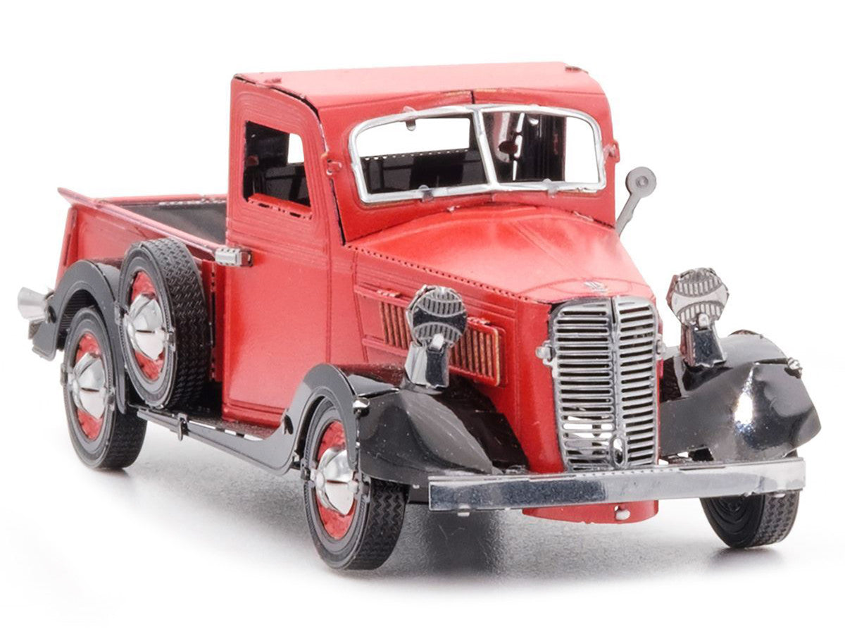 Model Kit 1937 Ford Pickup Truck Red and Black (Moderate Difficulty) Steel Model by Metal Earth by Metal Earth