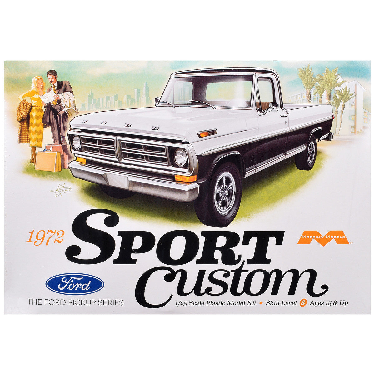 Skill 3 Model Kit 1972 Ford Sport Custom Pickup Truck 1/25 Scale Model by Moebius by Moebius