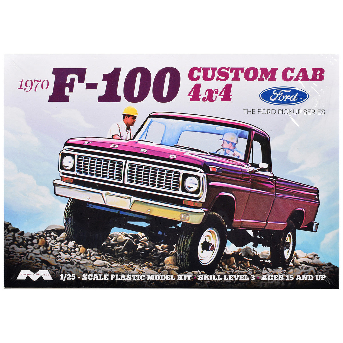 Skill 3 Model Kit 1970 Ford F-100 Custom Cab 4x4 Pickup Truck 1/25 Scale Model by Moebius by Moebius