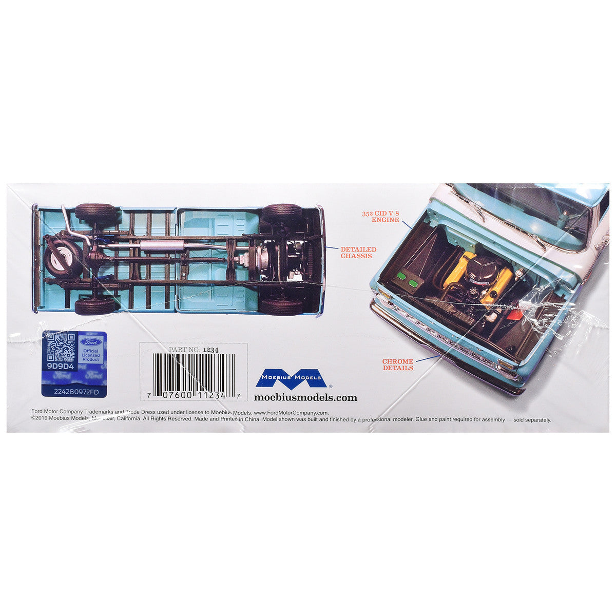 Skill 3 Model Kit 1965 Ford Custom Cab Styleside Pickup Truck 1/25 Scale Model by Moebius-2