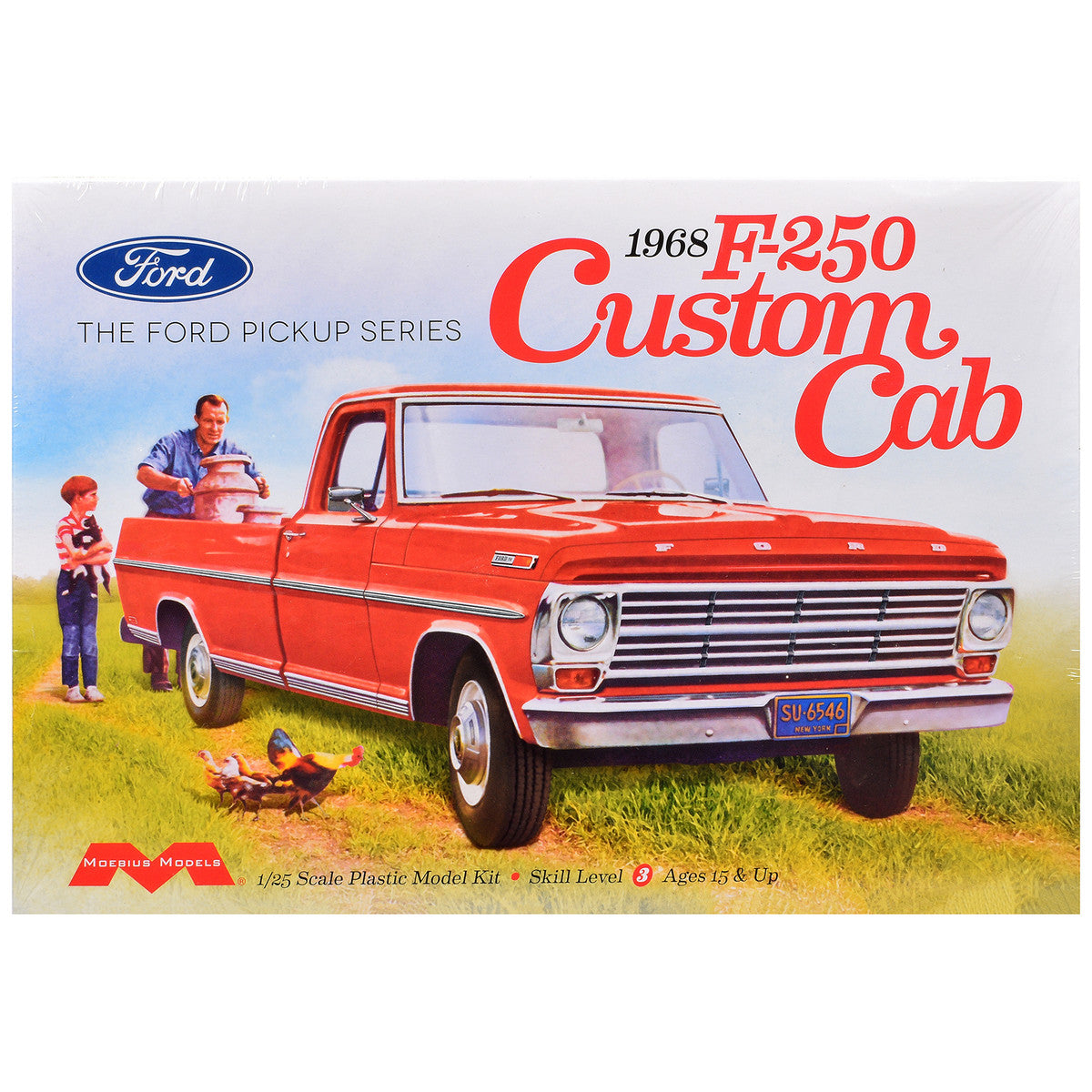 Skill 3 Model Kit 1968 Ford F-250 Custom Cab Pickup Truck 1/25 Scale Model by Moebius by Moebius