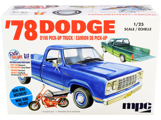 Skill 2 Model Kit 35.15Dodge D100 Pickup Truck with Mini Bike 1/25 Scale Model by MPC by MPC