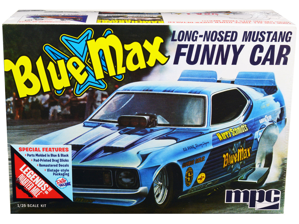 Skill 2 Model Kit "Blue Max" Long Nose Mustang Funny Car 1/25 Scale Model Car by MPC by MPC